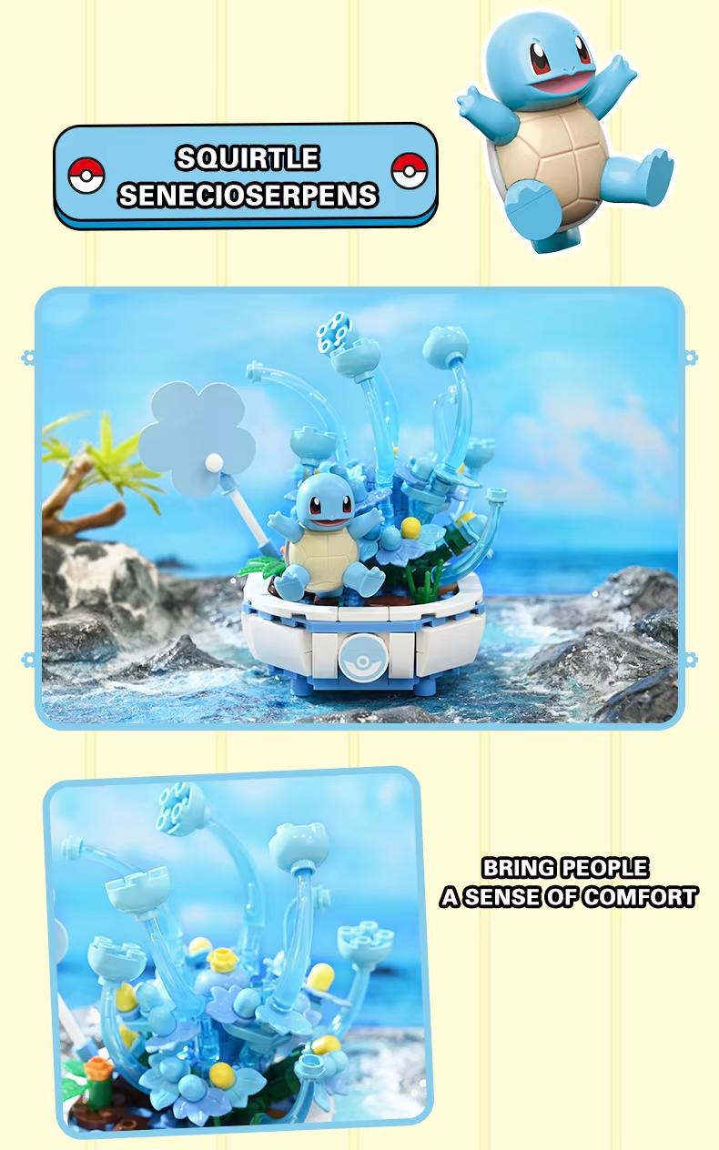 Pikachu, Charmander & Squirtle Bonsai Building Blocks – Creative Pokémon Desktop Decor & Gifts for Kids