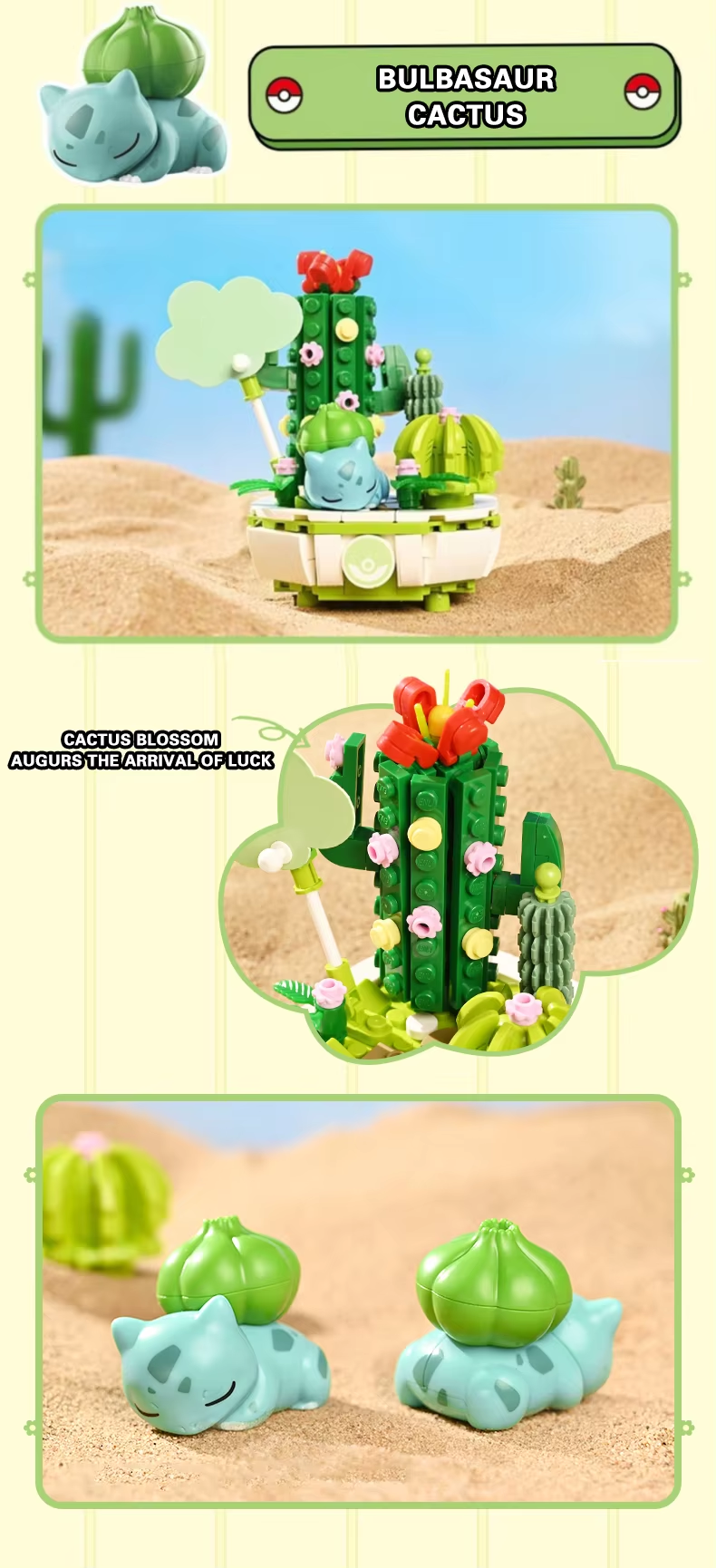 Pikachu, Charmander & Squirtle Bonsai Building Blocks – Creative Pokémon Desktop Decor & Gifts for Kids