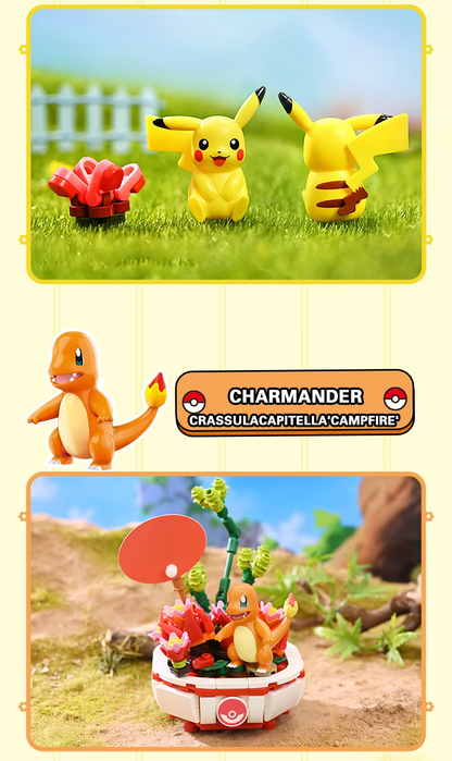 Pikachu, Charmander & Squirtle Bonsai Building Blocks – Creative Pokémon Desktop Decor & Gifts for Kids