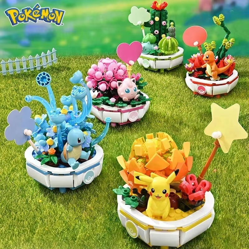 Pikachu, Charmander & Squirtle Bonsai Building Blocks – Creative Pokémon Desktop Decor & Gifts for Kids