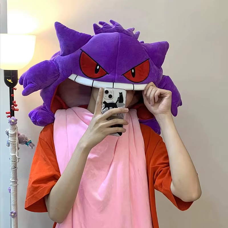 130cm Kawaii Gengar Nap Pillow & Blanket Combo – Super Soft Plush Doll for Cozy Sleep & Play