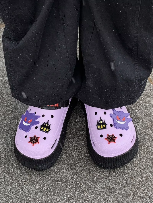 Pokémon Gengar Thick-Soled Trendy Sandals – Anime-Inspired Summer Slippers for Women